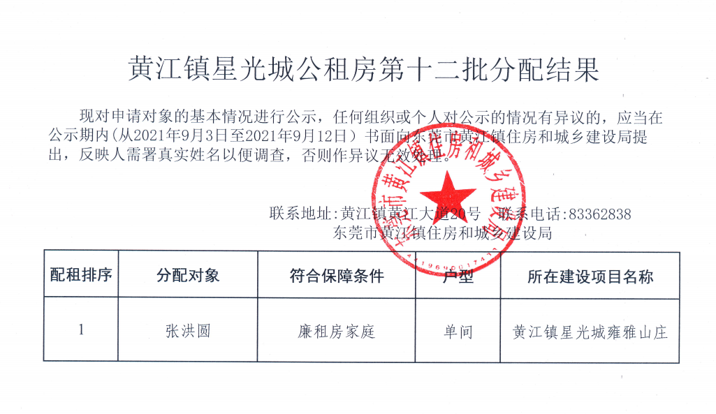 黄江镇星光城公租房第十二批分配结果（张洪圆）.png