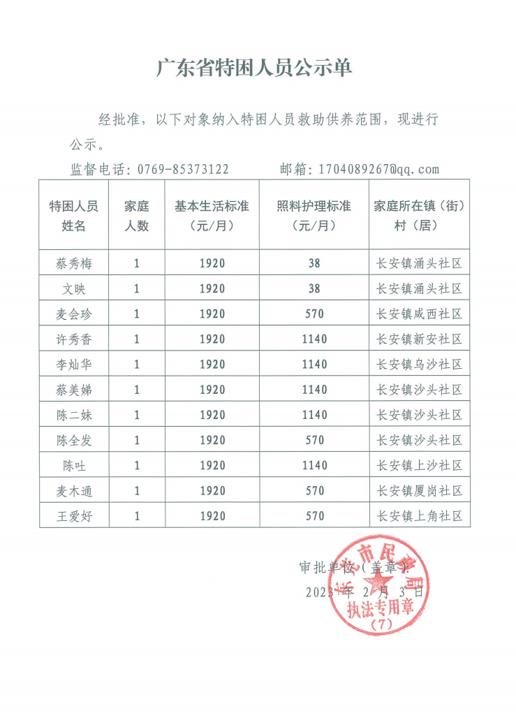 广东省特困人员公示单（2023年2月长安镇）.png