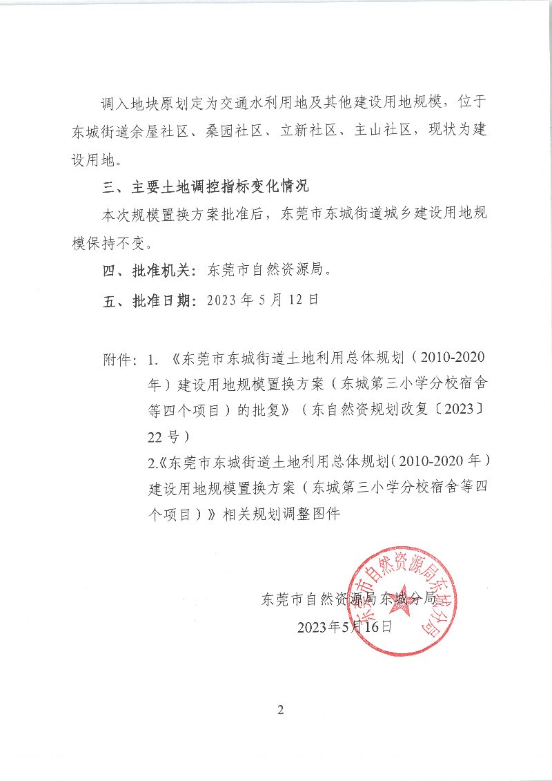 关于《东莞市东城街道土地利用总体规划（2010-2020年）建设用地规模置换方案（东城第三小学分校宿舍等四个项目）》成果公告_页面_2.jpg