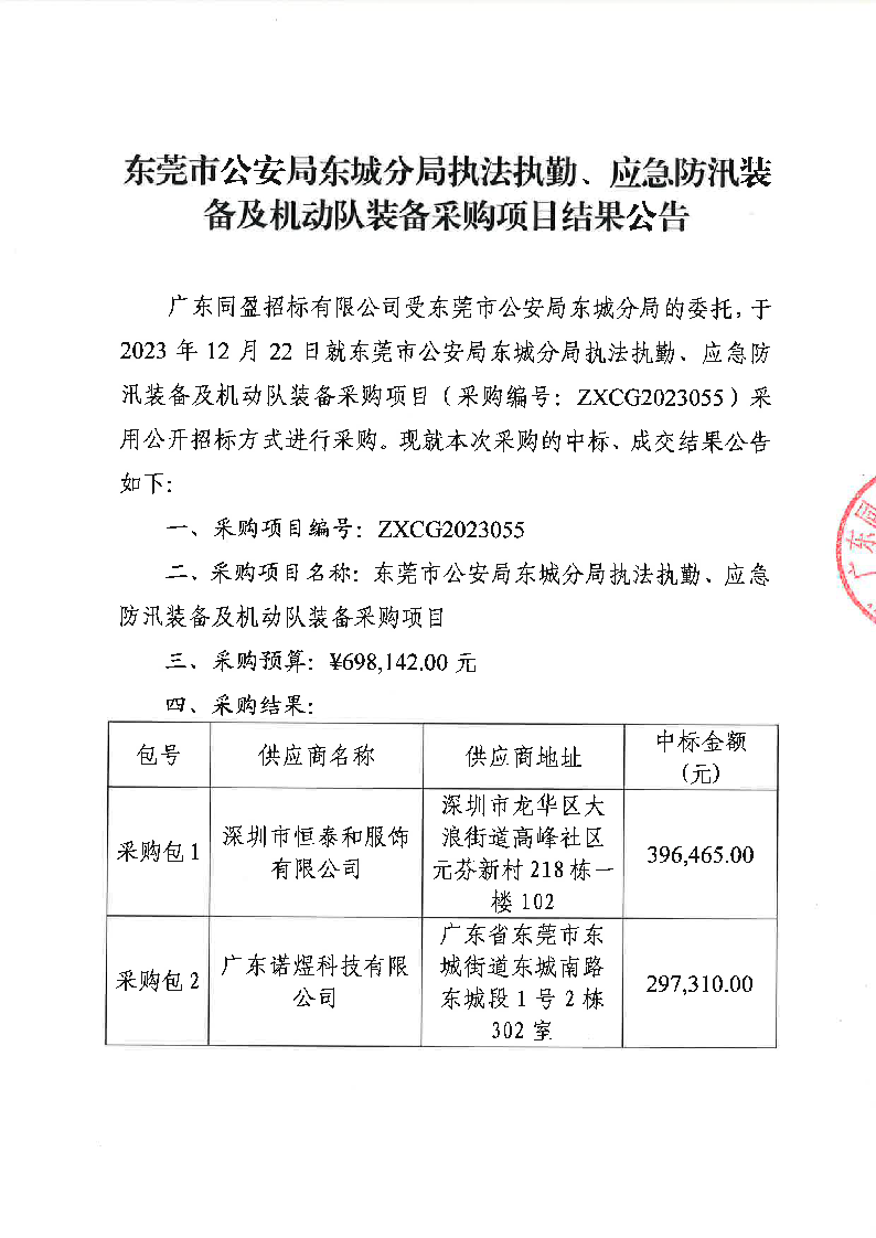 东莞市公安局东城分局执法执勤、应急防汛装备及机动队装备采购项目结果公告_页面_1.png